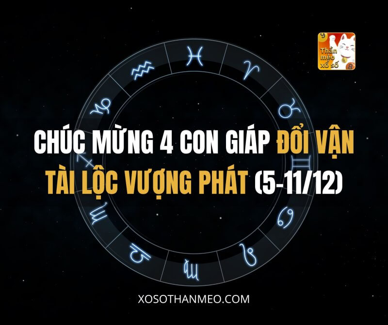 Chúc mừng 4 con giáp đổi vận tài lộc vượng phát (5-11/12)